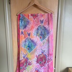 Leoma Lovegrove Colorful Fish Print Women's Scarf